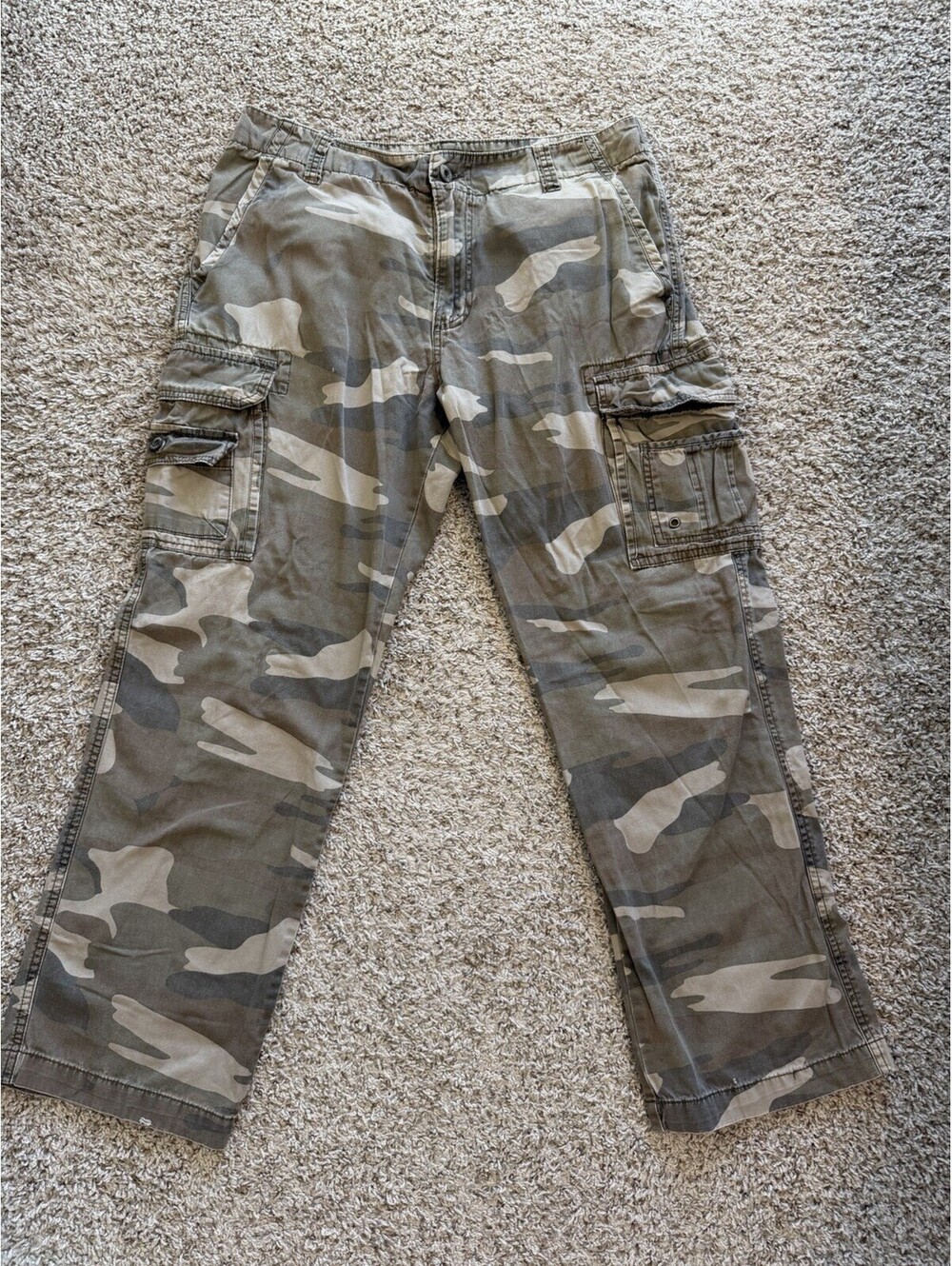 Iron Co. Men’s Grey Camo Cargo Pants Size 34x28 Military Utility Streetwear